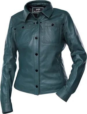 Jild Womens Button Front Lambskin Leather Jacket Shacket - Casual Shirt Long Sleeve Leather Jacket Women with Bust Pocket