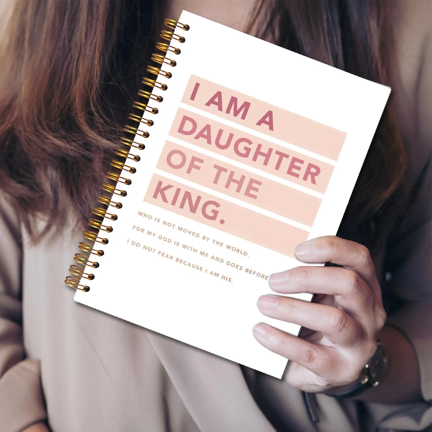 JINYO Pink Christian Notebook, I am a Daughter of the King Bible Journal, Religious Prayer Journal for Woman, Church Notes Notebook, Scripture Spiral Notebooks 5.5x8.3 Inch