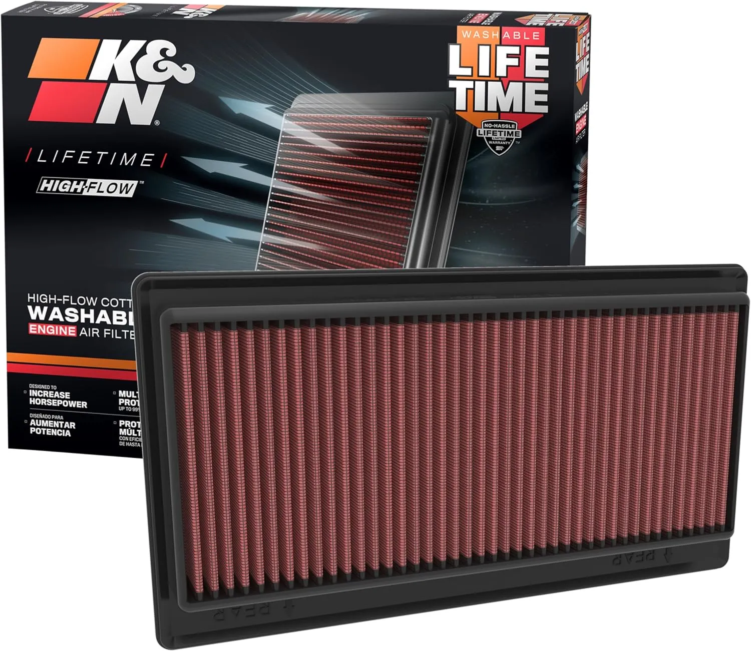 K&N High-Flow Original Lifetime Engine Air Filter: Increase Power: Premium, Washable: Compatible with 2022-2026 Acura/Honda: MDX, Passport, Pilot, 33-5117
