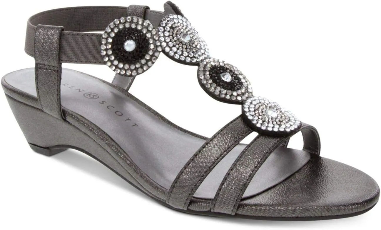 Karen Scott Womens Catrinaa Faux Leather Evening Sandals Gray 7 Medium (B,M)