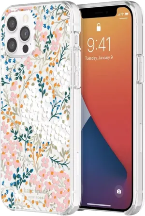 kate spade new york iPhone 12 Case/iPhone 12 Pro Case, Compatible with Wireless Charging - Multi Floral Rose and Pacific Green