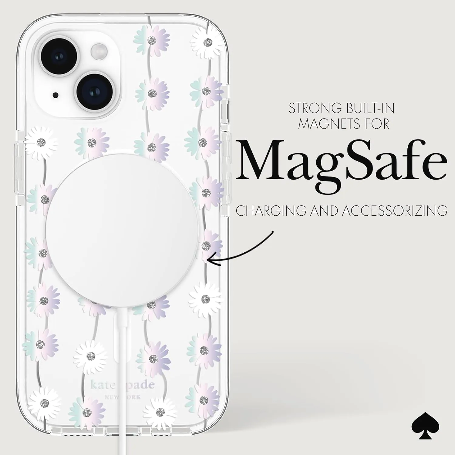 kate spade new york iPhone 15 Case / 14 / 13, Compatible with MagSafe - Daisy Chain Iridescent