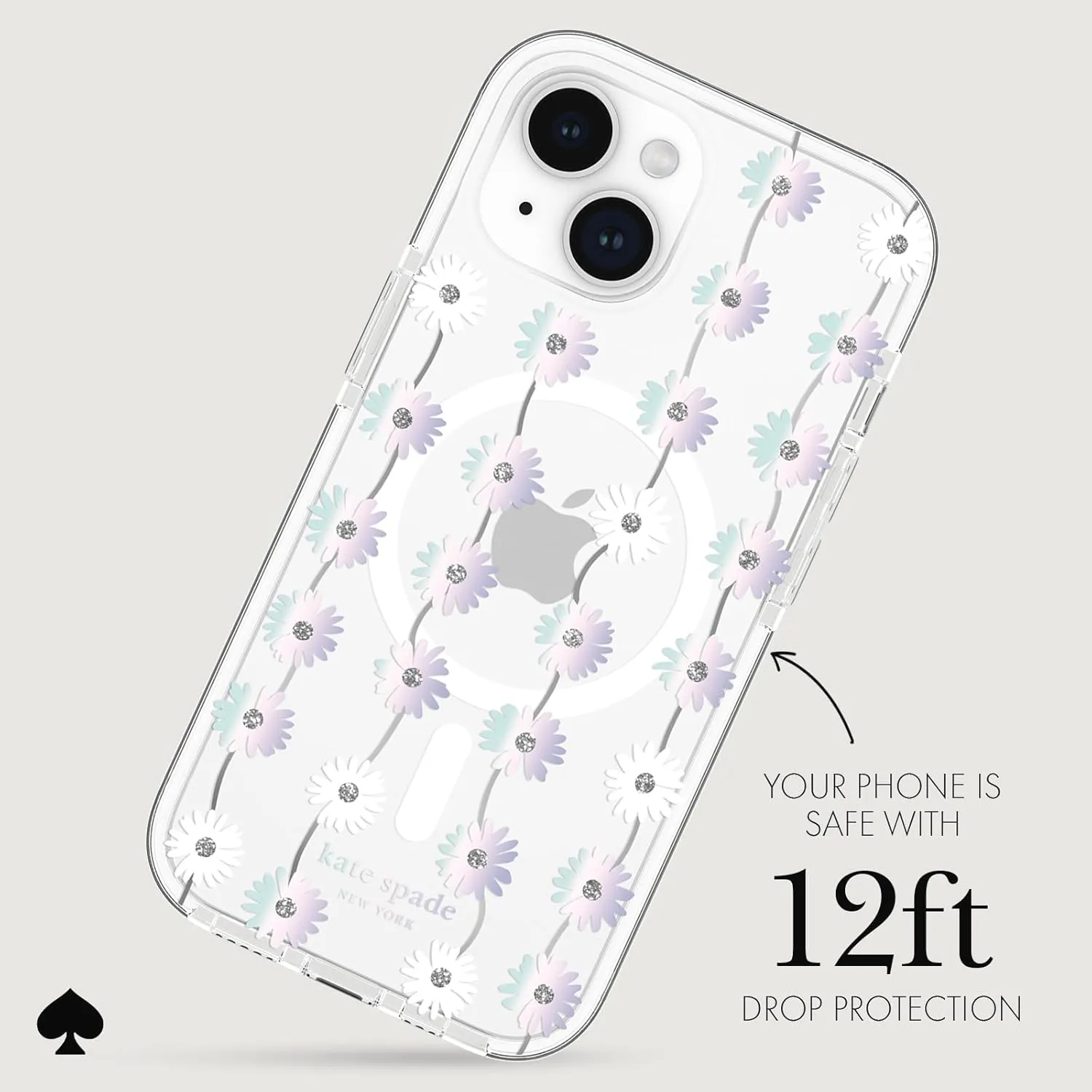 kate spade new york iPhone 15 Case / 14 / 13, Compatible with MagSafe - Daisy Chain Iridescent