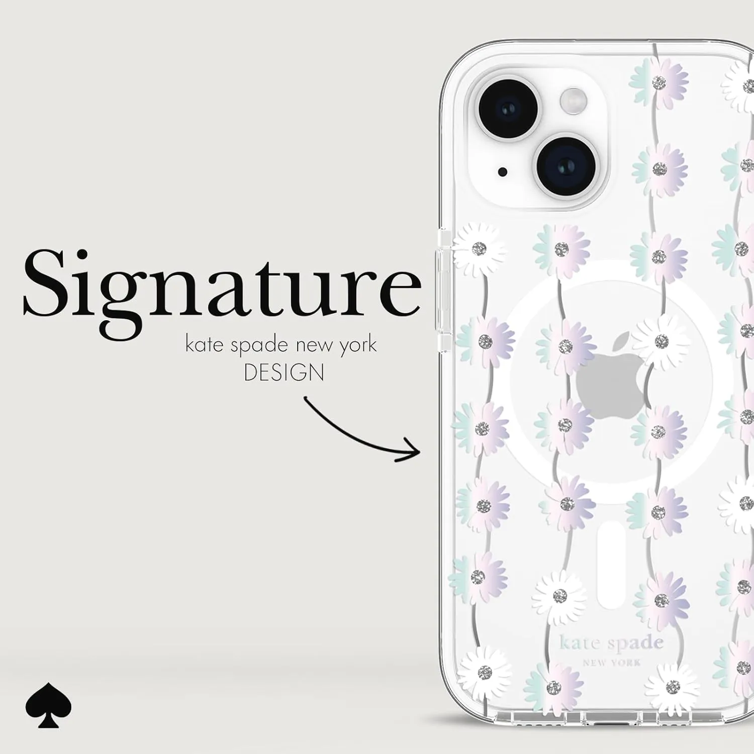 kate spade new york iPhone 15 Case / 14 / 13, Compatible with MagSafe - Daisy Chain Iridescent