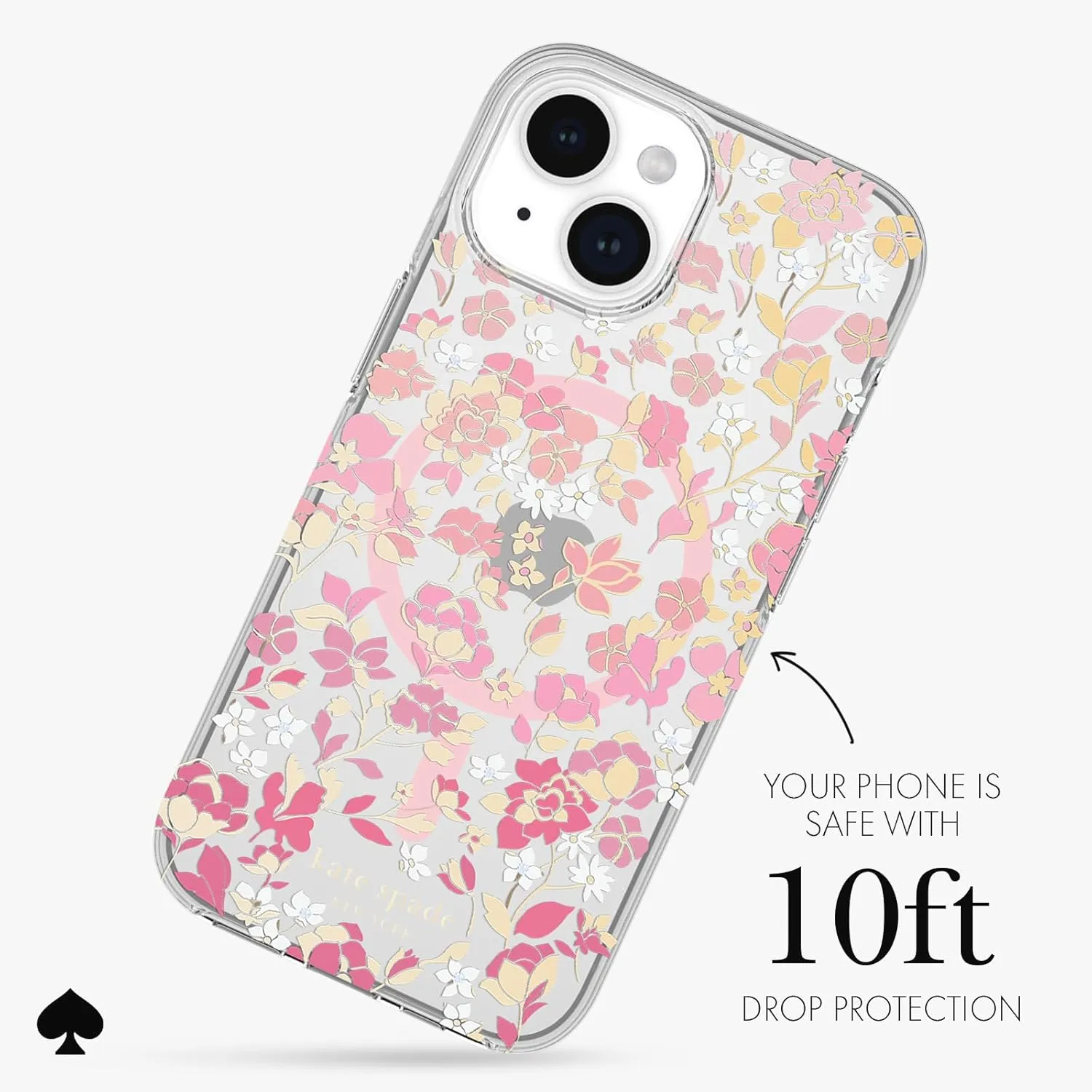 kate spade new york iPhone 15 Case / 14 / 13, Compatible with MagSafe - Flowerbed Pink Ombre