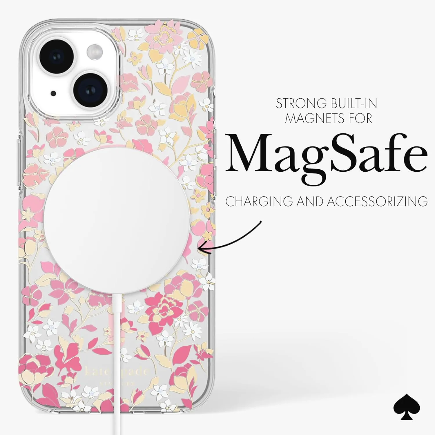 kate spade new york iPhone 15 Case / 14 / 13, Compatible with MagSafe - Flowerbed Pink Ombre