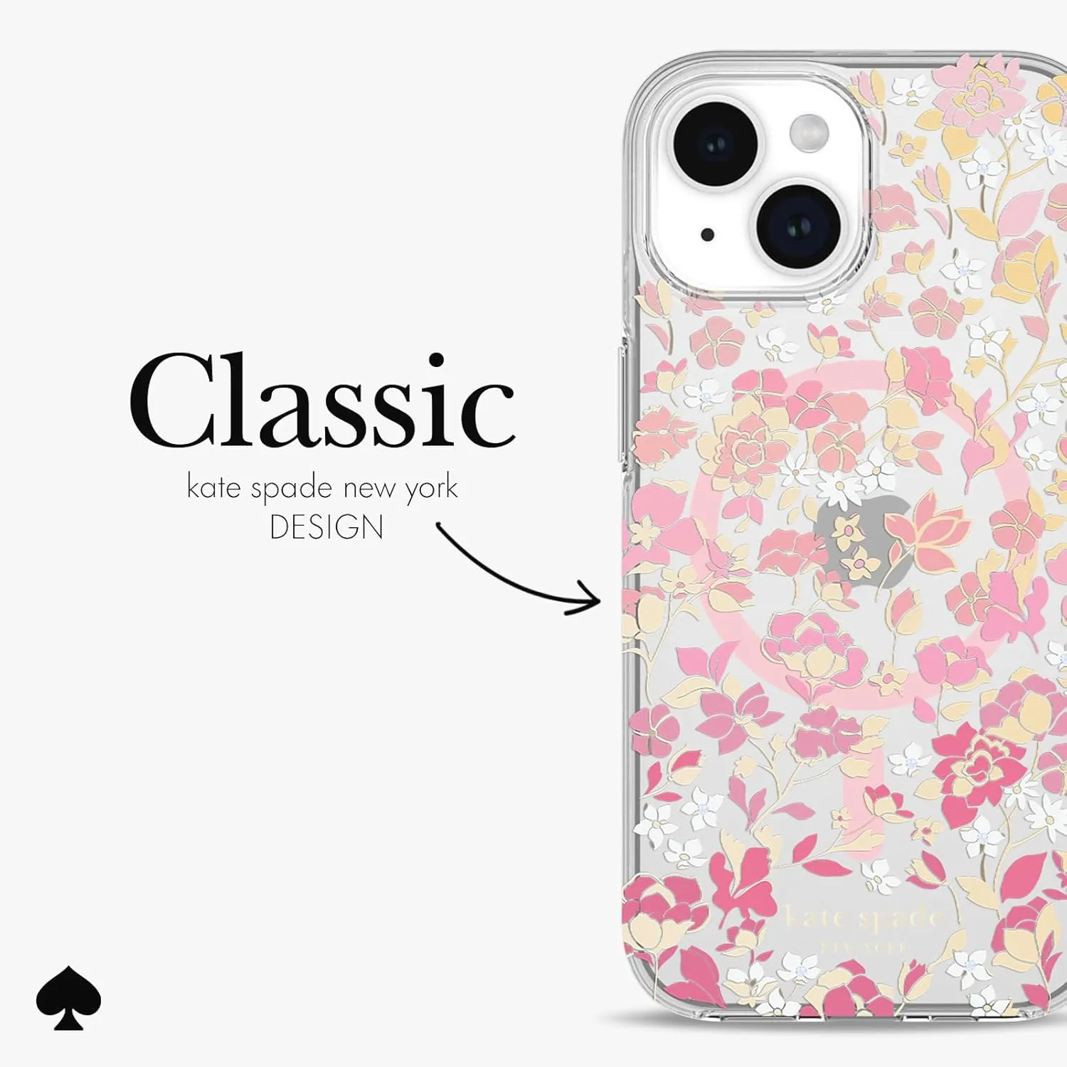 kate spade new york iPhone 15 Case / 14 / 13, Compatible with MagSafe - Flowerbed Pink Ombre