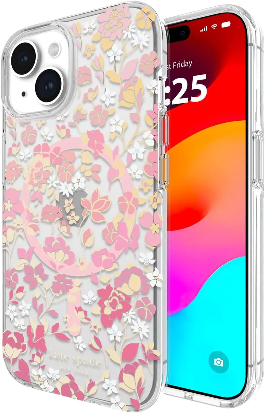 kate spade new york iPhone 15 Case / 14 / 13, Compatible with MagSafe - Flowerbed Pink Ombre