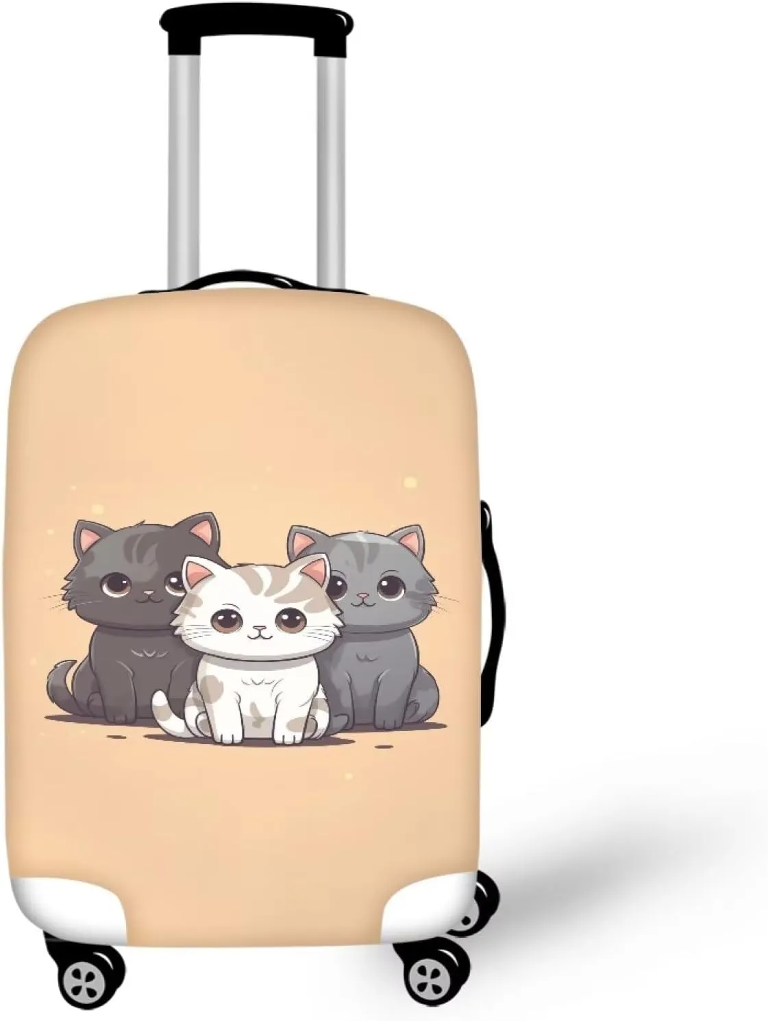 Kawaii Cat Travel Luggage Cover Boho Suitcase Cover Protector Fits 25-28 Inch Trunk Case Elastic Luggages Covers Washable Suitcases Cases Hiking Camping Business