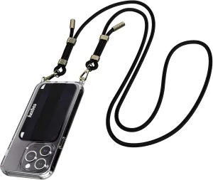 Keebos 2.0 - Crossbody Phone Case with Card Wallet and Newly Improved Detachable Strap Design - Size iPhone X/Xs (Clear Case, Black Strap)