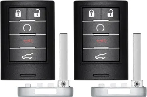 Key Fob Replacement for 2010-2015 Cadillac SRX/ 13-14 ATS XTS/ 14-15 ELR Car Keyless Entry Remote Control, NBG009768T, 5 Buttons, 2Pcs