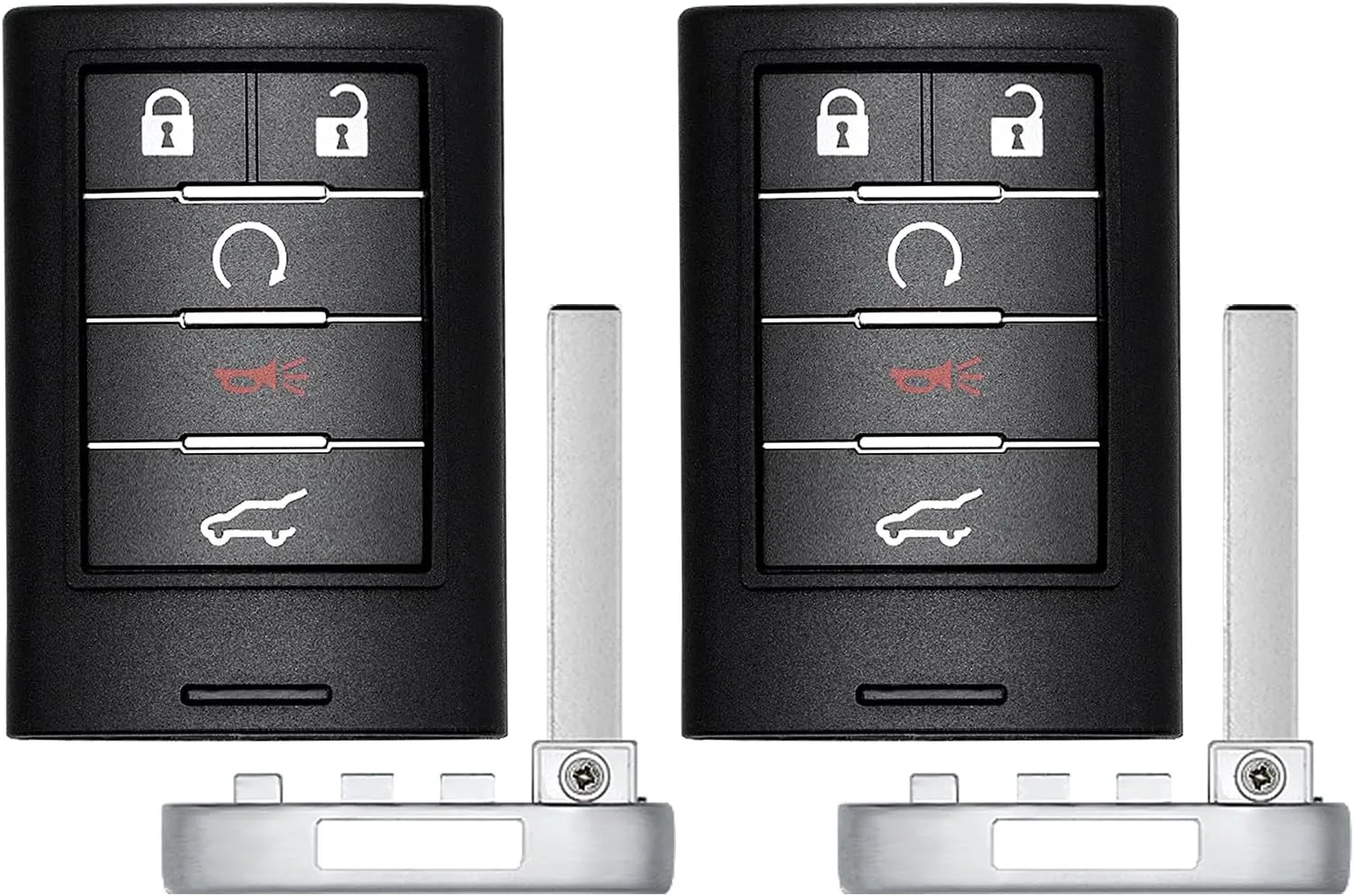 Key Fob Replacement for 2010-2015 Cadillac SRX/ 13-14 ATS XTS/ 14-15 ELR Car Keyless Entry Remote Control, NBG009768T, 5 Buttons, 2Pcs