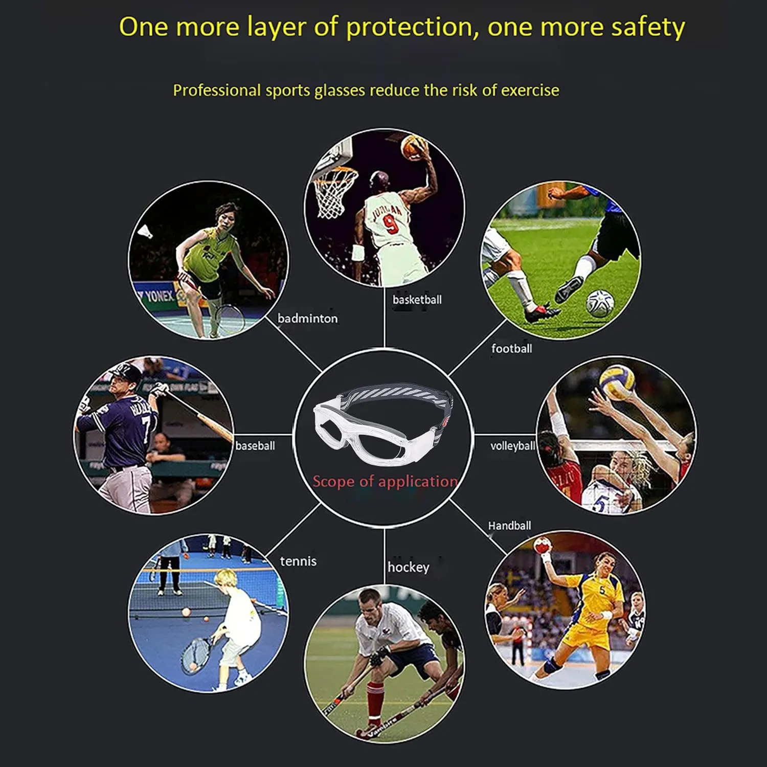 Kids Sport Glasses - Basketball & Football Goggles - Boys Safety Eyewear - Anti Shock Collision Glasses - Frame 7-14