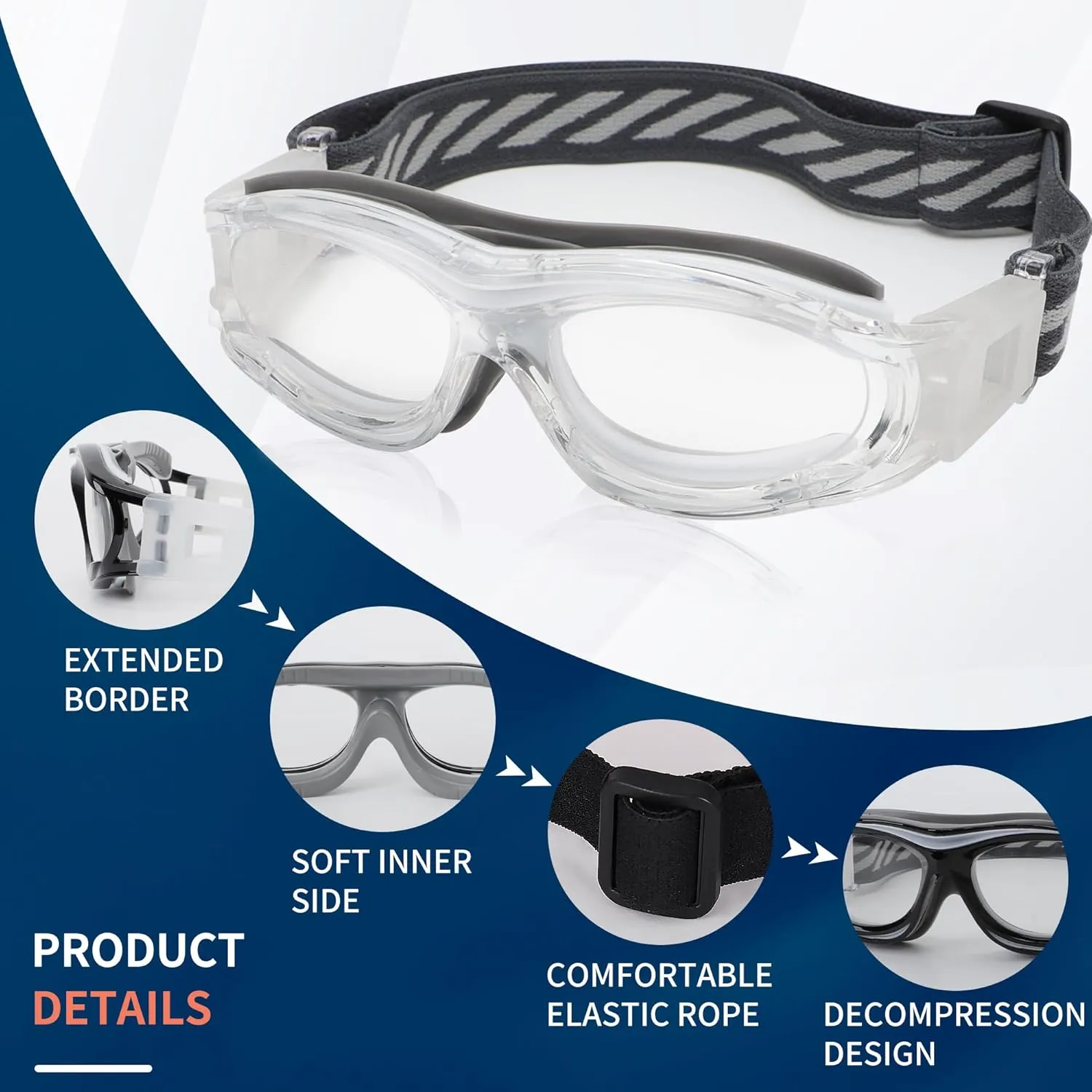 Kids Sport Glasses - Basketball & Football Goggles - Boys Safety Eyewear - Anti Shock Collision Glasses - Frame 7-14