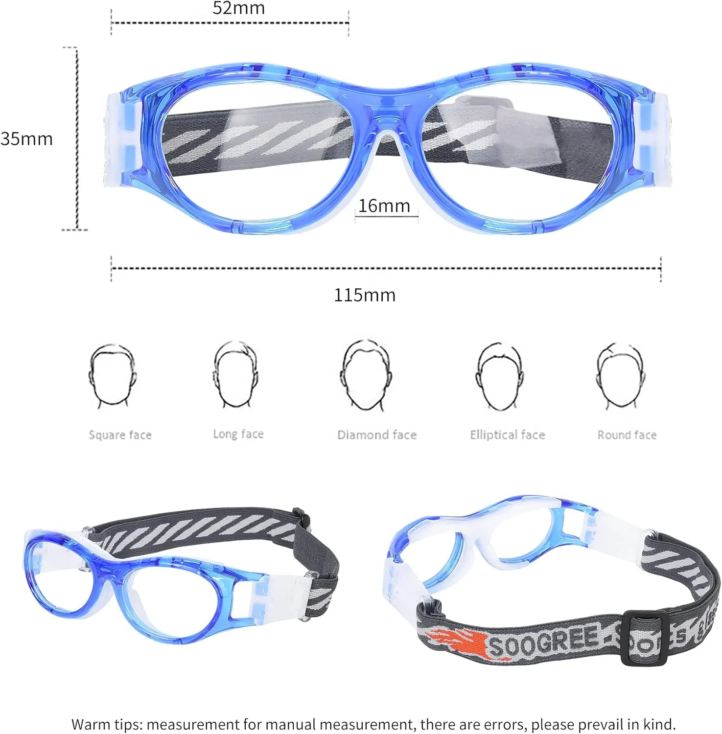 Kids Sport Glasses - Basketball & Football Goggles - Boys Safety Eyewear - Anti Shock Collision Glasses - Frame 7-14