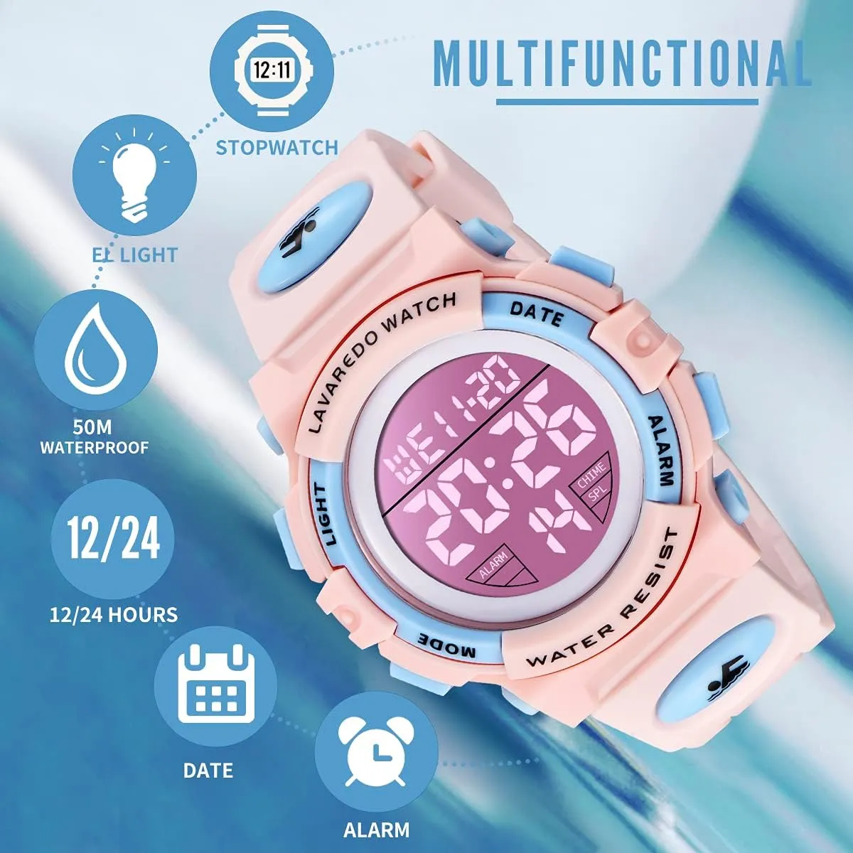 Kids Watch,Boys Watch for 3-12 Year Old Boys,Digital Sport Outdoor Multifunctional Chronograph LED 50 M Waterproof Alarm Calendar Analog Watch for Children with Silicone Band