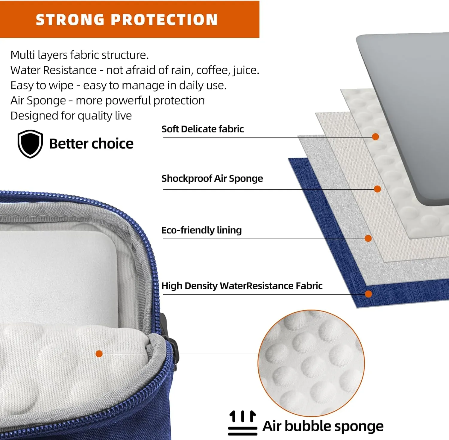 KINGSLONG 15.6 inch Laptop Shoulder Bag, Slim Laptop Sleeve Case, Shockproof Computer Notebook Ultrabooks Carrying Case Handbag Cover Fit for Acer Asus Dell Lenovo HP, Blue