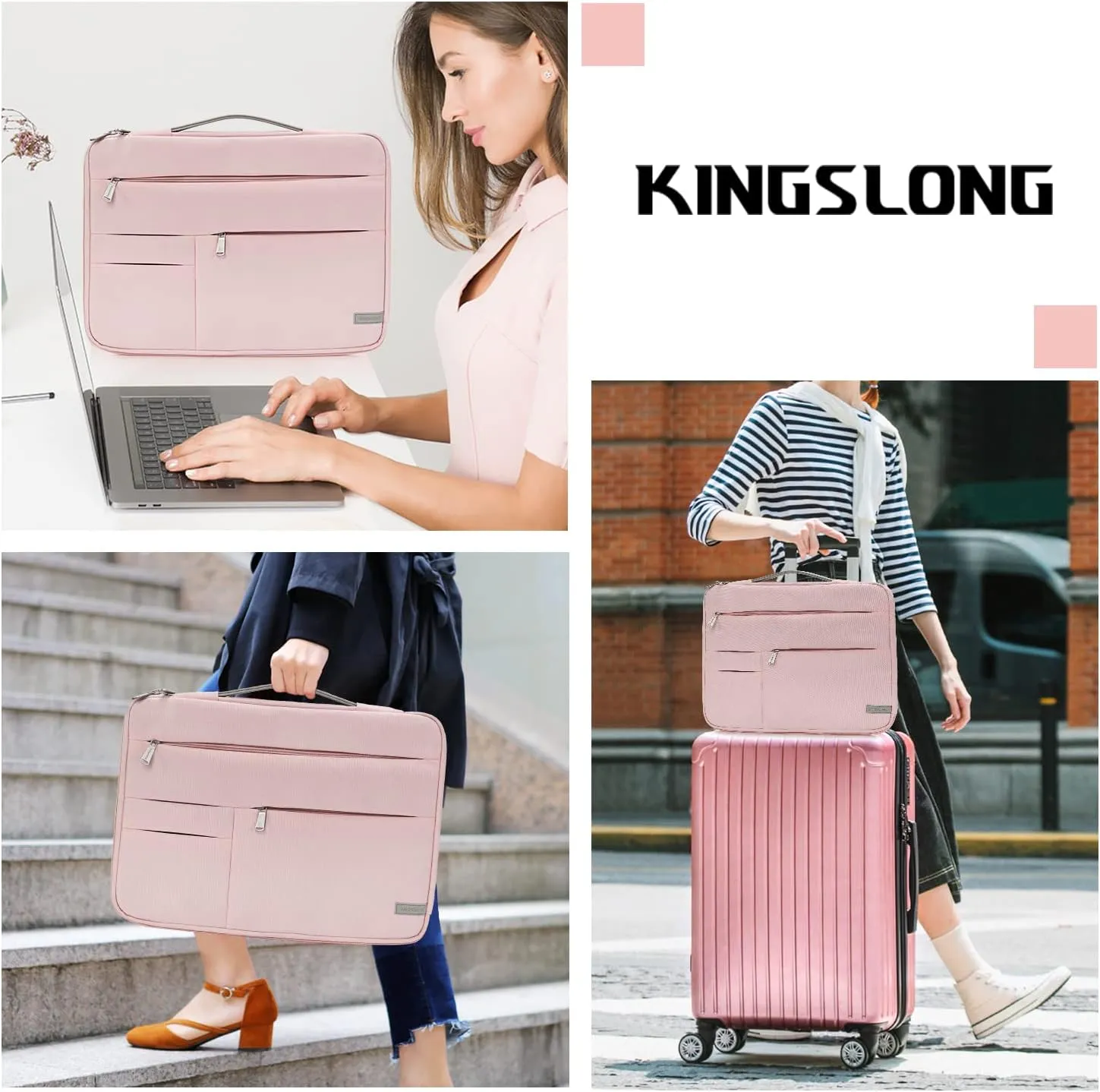 KINGSLONG Laptop Bag, Laptop Case Sleeve with strap, Laptop Case Bag Lightweight Slim Computer Bag Notebook Carrying Cover
