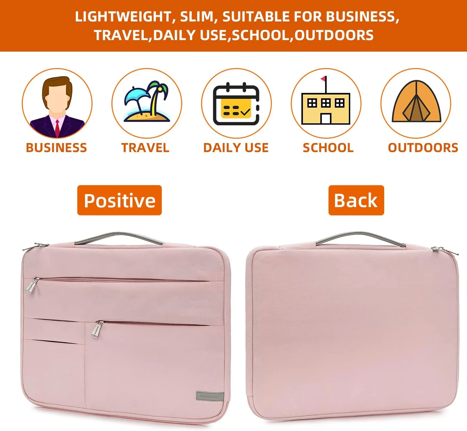 KINGSLONG Laptop Bag, Laptop Case Sleeve with strap, Laptop Case Bag Lightweight Slim Computer Bag Notebook Carrying Cover