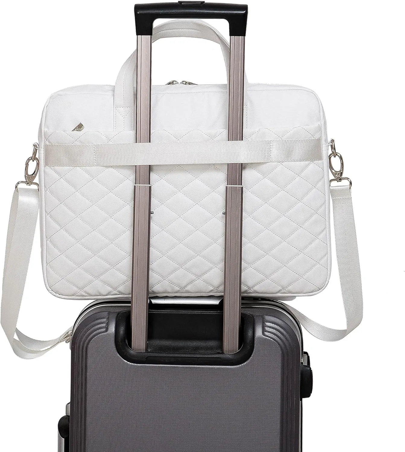 Kinmac Laptop Briefcases,Laptop Case Shoulder Bag With Muti-Pockets For MacBook Pro 16 inch and 15.6 inch to 16 inch Laptop (White Embroider)