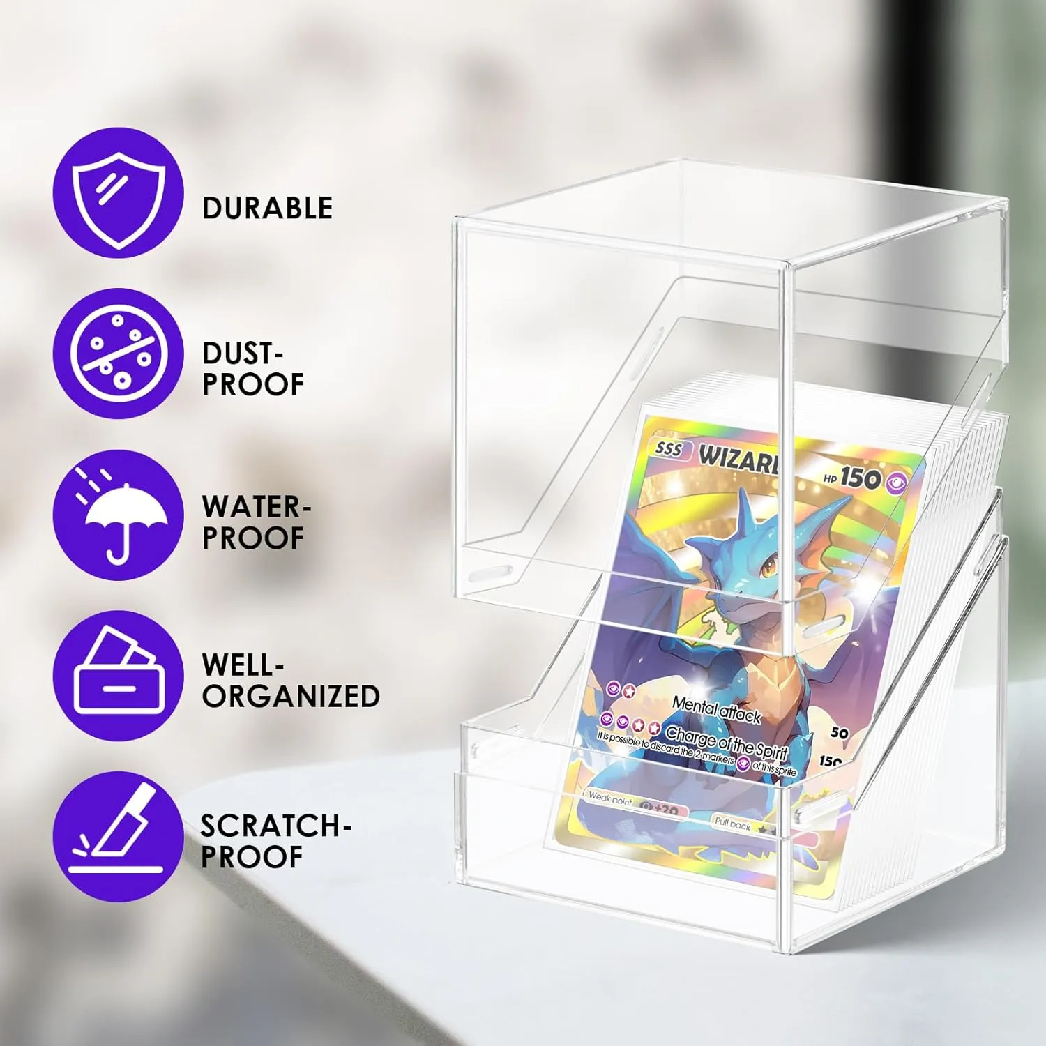 Kitoyz Trading Card Deck Boxes,Acrylic Commander Card Deck Case with 600Pcs Penny Soft Card Sleeves,Deck Storage Case Fit for MTG,Game,Sport.