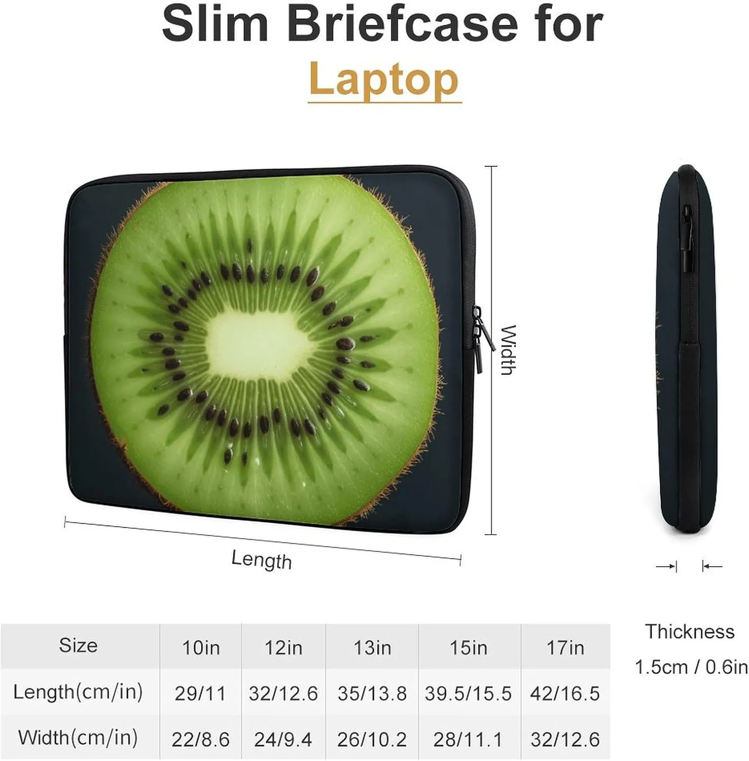Kiwi Slice Laptop Sleeve Bag Kiwi Slice Laptop Bag Shockproof Computer Carrying Cover Slim Briefcase Handbag