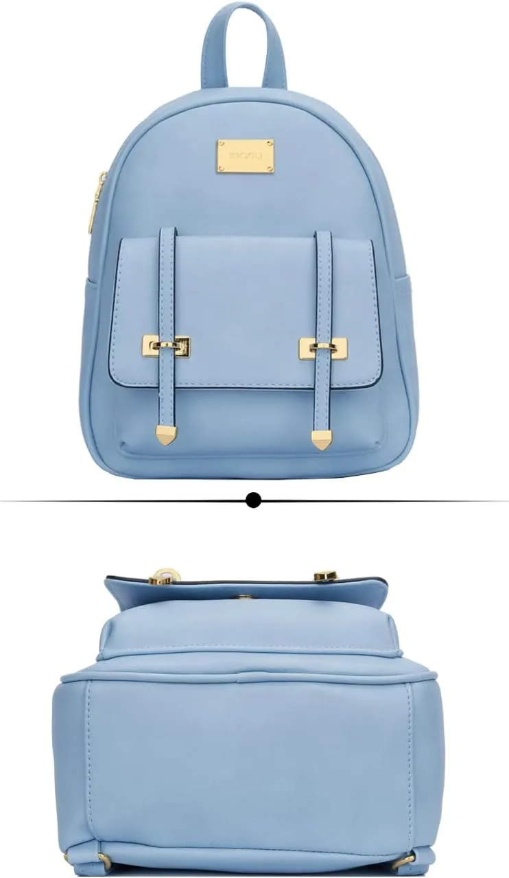 KKXIU Girls Small Backpack Purse Vegan Leather Mini Bookbag for Women Cute Teen Pompom Daypack