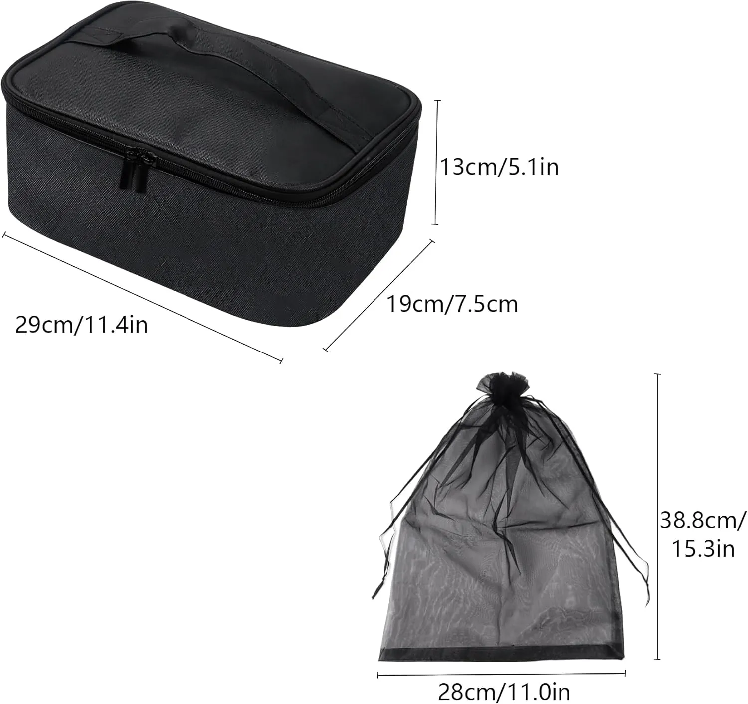 Klmnop Wig Storage Bags - Portable Travel Case, Foldable Square Wig Bag with Handle for Storage and Travel (Black)