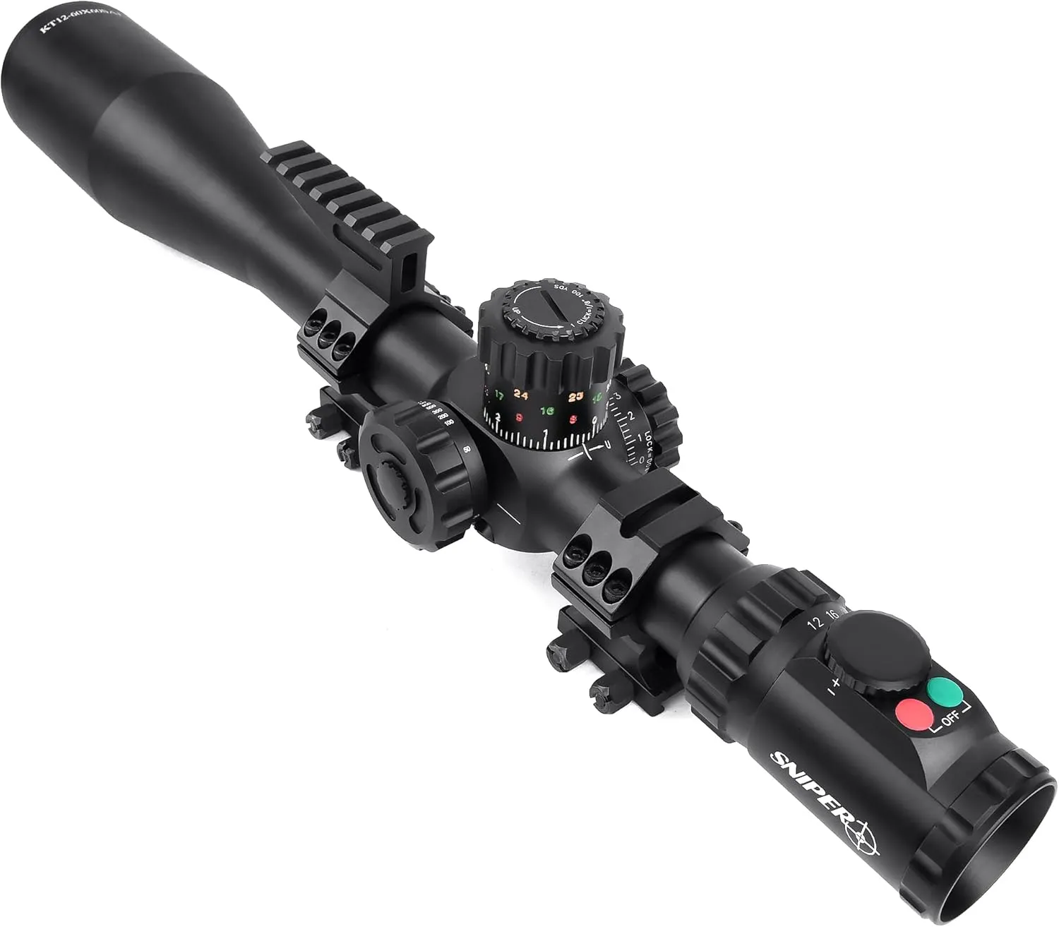 KT12-60X60SAL Long Range Rifle Scope 35mm Tube Side Parallax Adjustment with Scope Rings