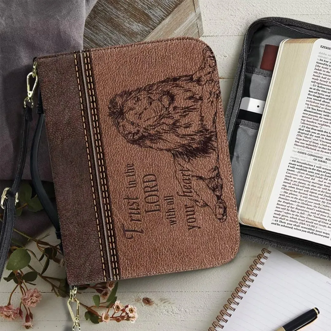 Kuiaobaty Bible Cover PU Leather Bible Protective Cover Zipper Bible Cases for Women Men