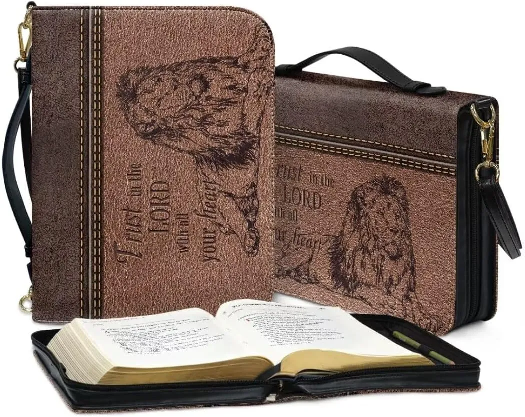 Kuiaobaty Bible Cover PU Leather Bible Protective Cover Zipper Bible Cases for Women Men