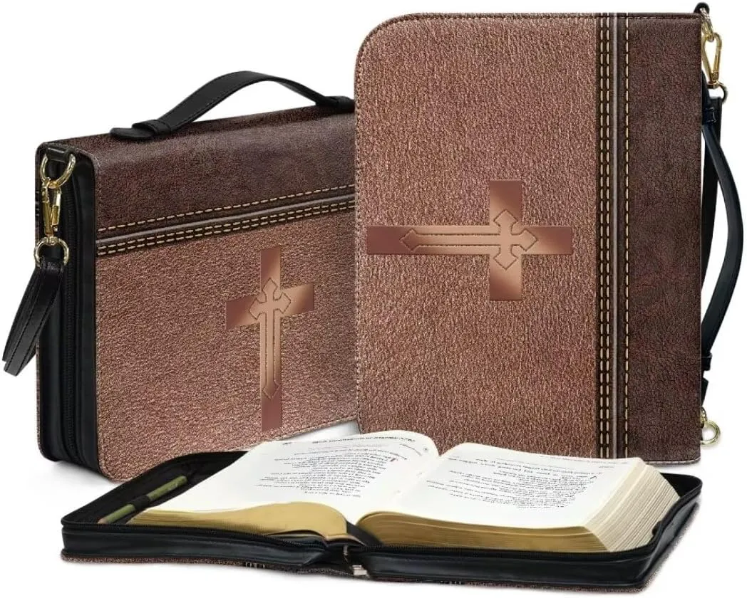 Kuiaobaty Bible Cover PU Leather Bible Protective Cover Zipper Bible Cases for Women Men