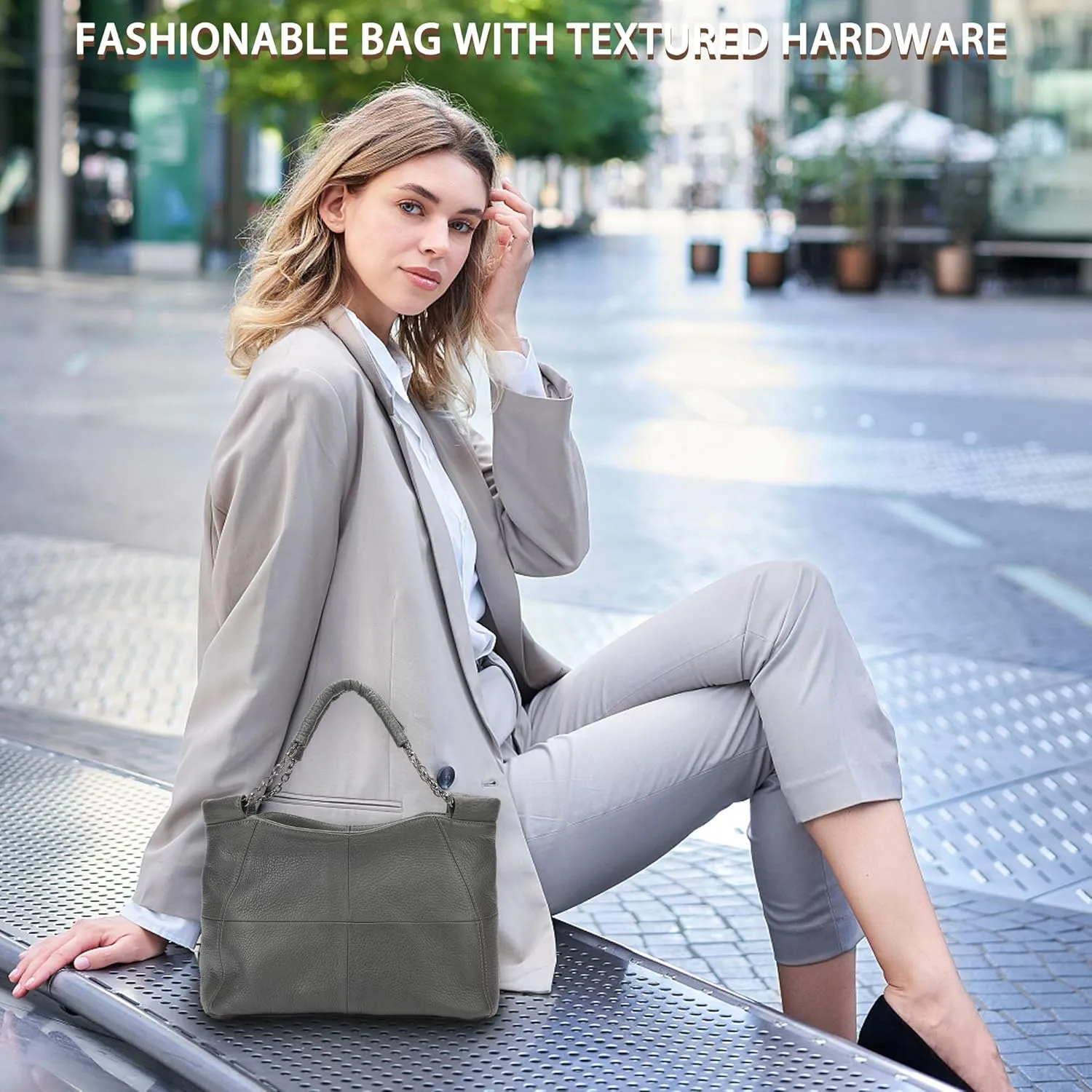 Ladies Crossbody Bag Multi Purpose Leather Handbag Adjustable Chain and Detachable Shoulder Bag