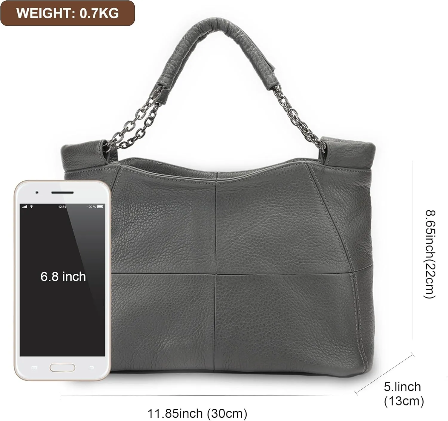 Ladies Crossbody Bag Multi Purpose Leather Handbag Adjustable Chain and Detachable Shoulder Bag