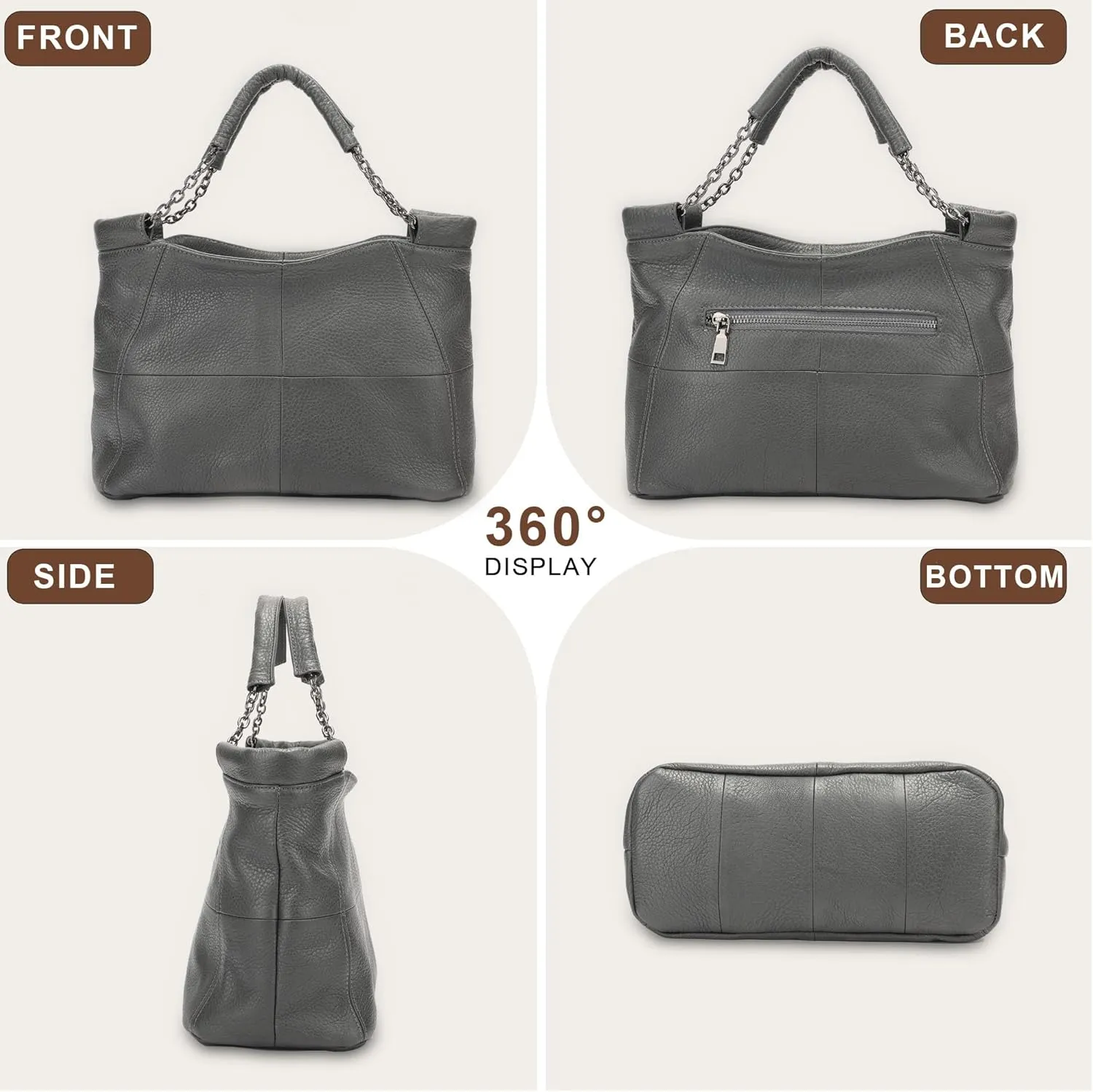 Ladies Crossbody Bag Multi Purpose Leather Handbag Adjustable Chain and Detachable Shoulder Bag