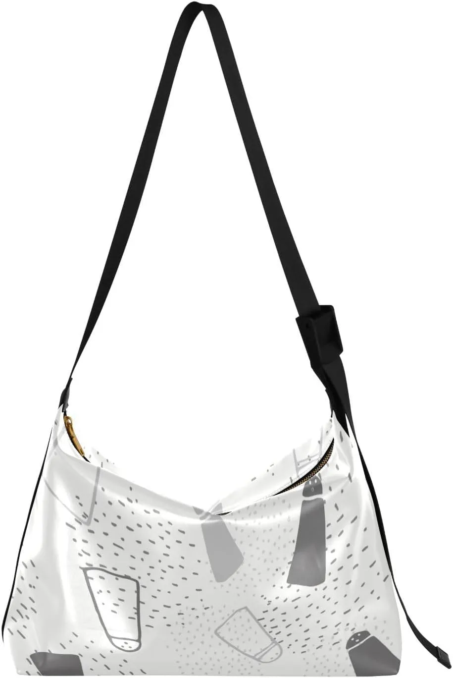 Lady's Leather Handbag with Zipper Adjustable Strap Shoulder Soft Hobo Crossboby Bag Pattern 1