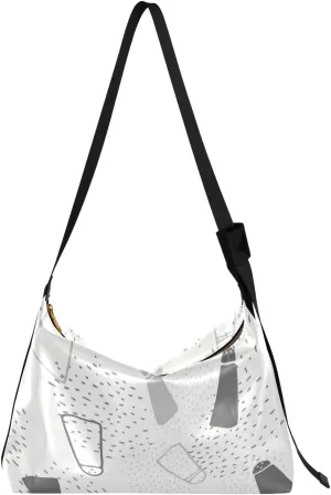 Lady's Leather Handbag with Zipper Adjustable Strap Shoulder Soft Hobo Crossboby Bag Pattern 1