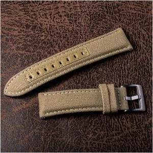 LAnGSHAW Watch Bands Premium Material Quick Release Quality Nylon Watch Straps Steel Buckle 18mm 20mm 22mm 24mm (Band Color : Khaki, Band Width : 18mm)