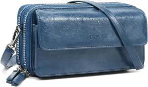 Lanyani RFID Crossbody Wallet Wristlet Purse with Phone Pocket For Women Vegan Leather