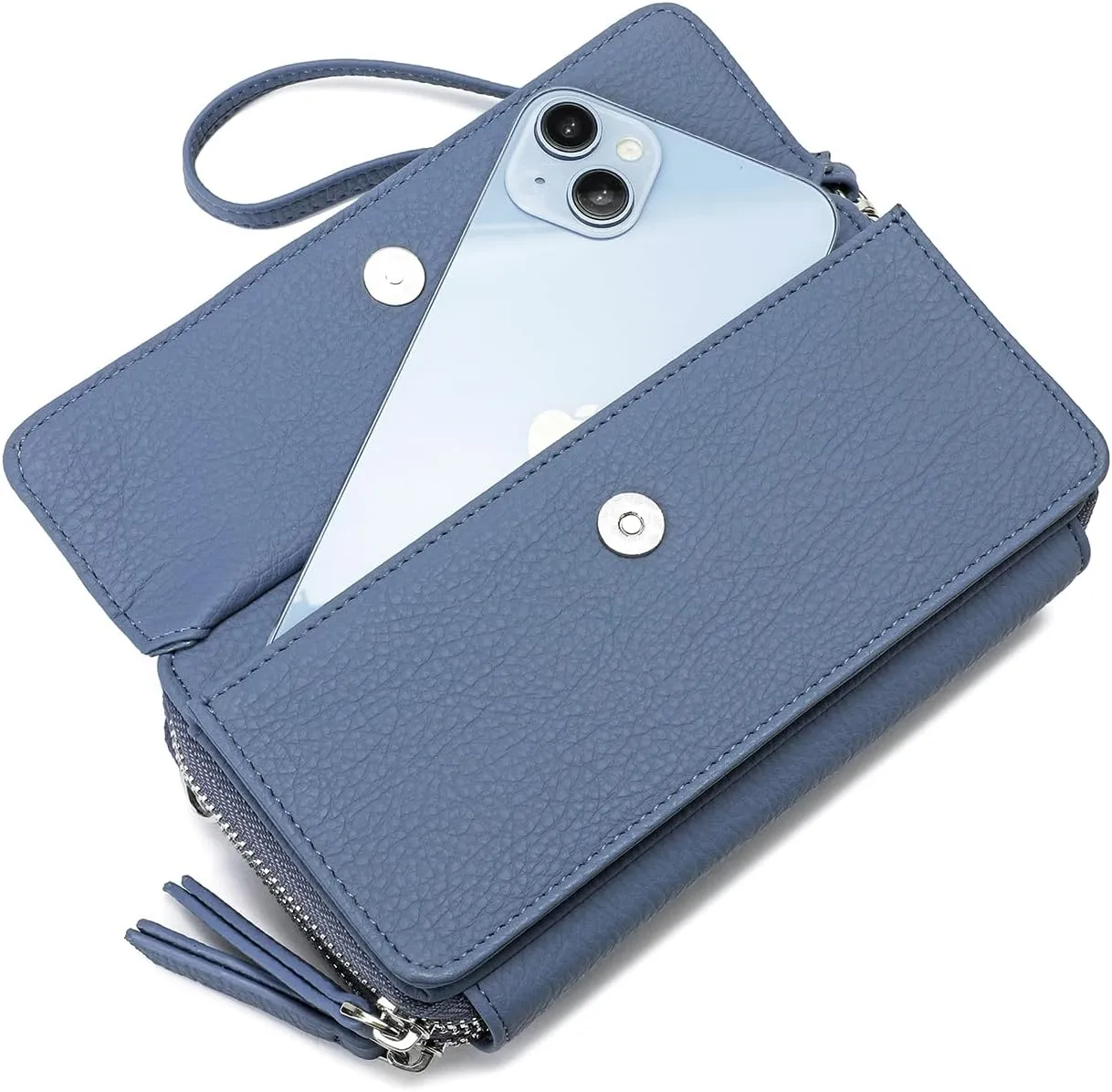 Lanyani RFID Crossbody Wallet Wristlet Purse with Phone Pocket For Women Vegan Leather