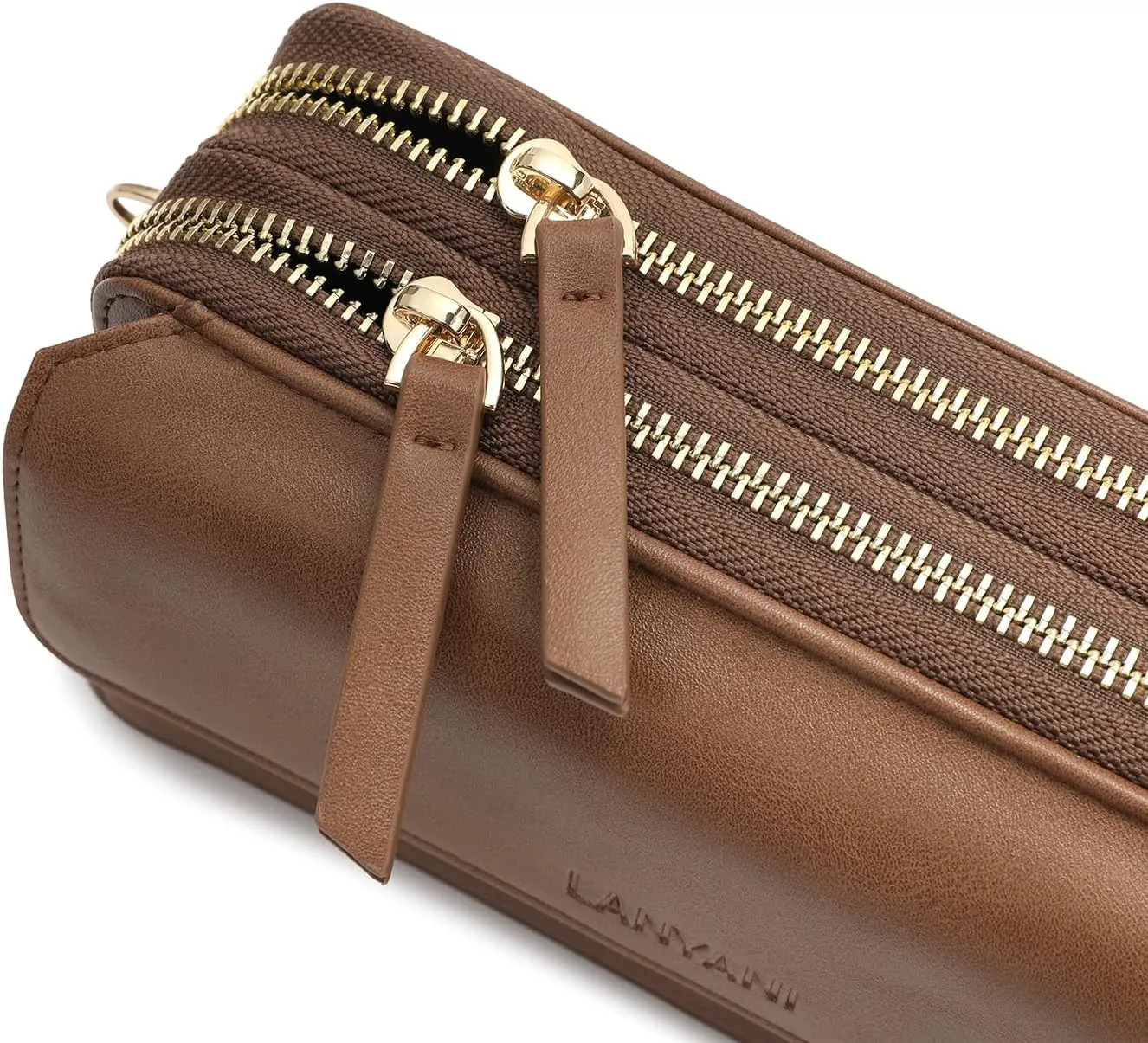 Lanyani RFID Crossbody Wallet Wristlet Purse with Phone Pocket For Women Vegan Leather