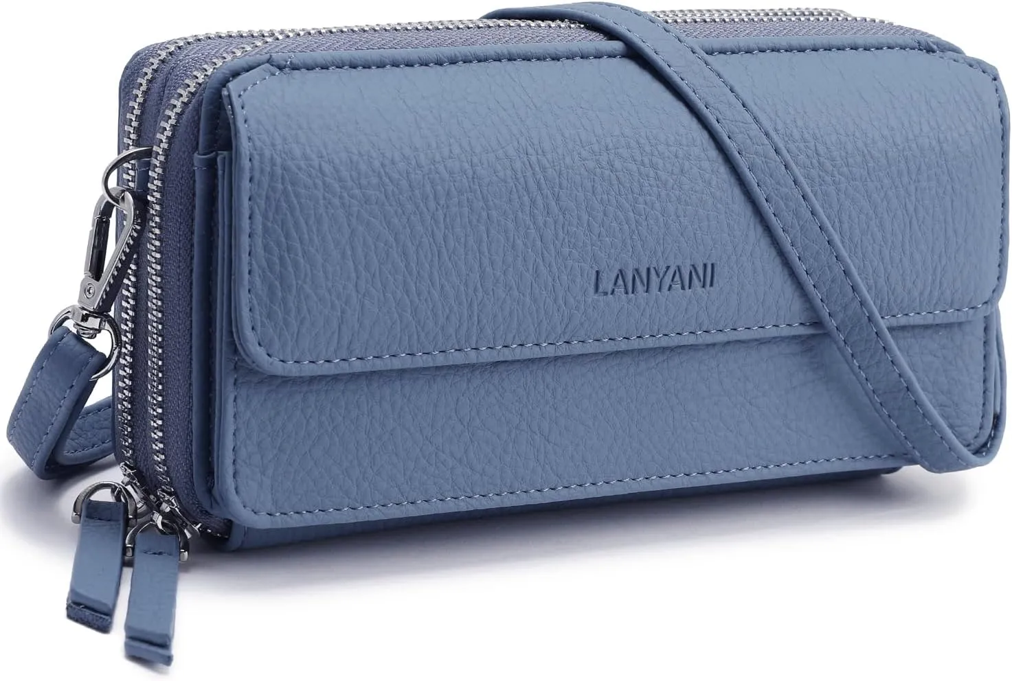 Lanyani RFID Crossbody Wallet Wristlet Purse with Phone Pocket For Women Vegan Leather