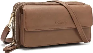 Lanyani RFID Crossbody Wallet Wristlet Purse with Phone Pocket For Women Vegan Leather