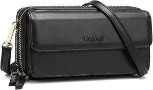 Lanyani RFID Crossbody Wallet Wristlet Purse with Phone Pocket For Women Vegan Leather