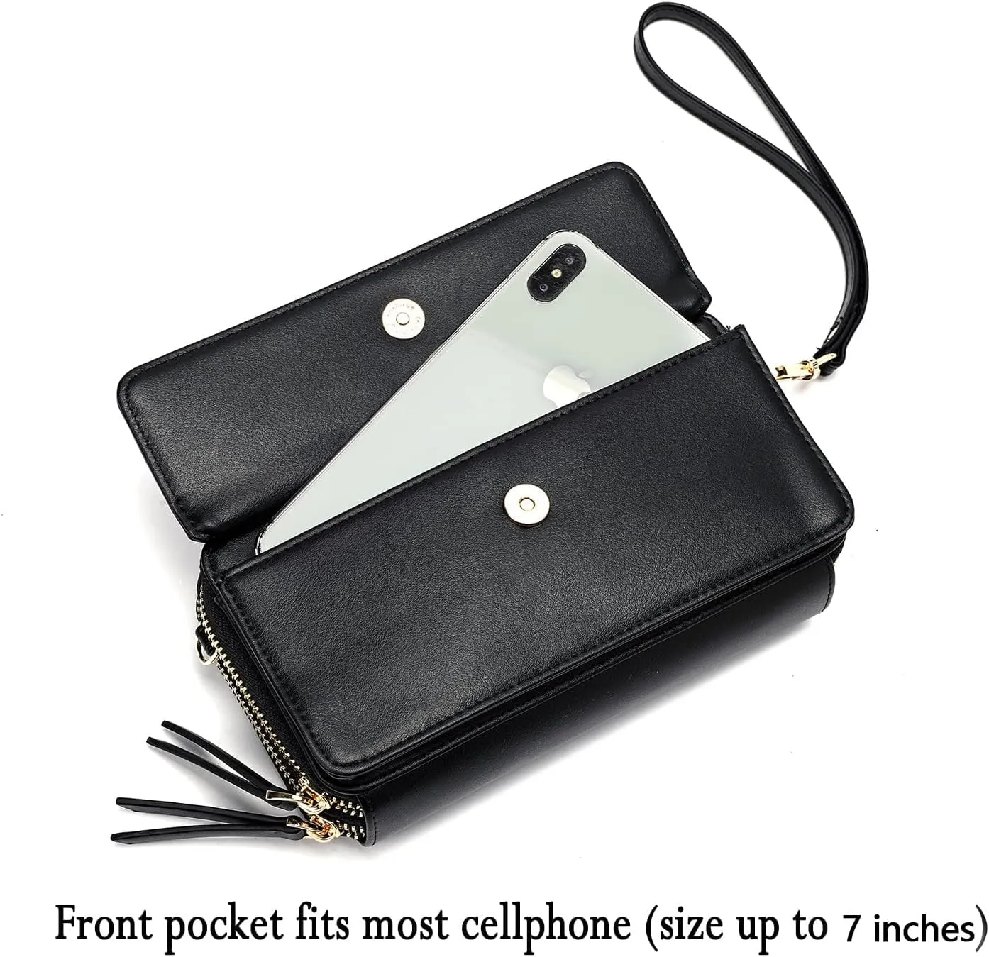Lanyani RFID Crossbody Wallet Wristlet Purse with Phone Pocket For Women Vegan Leather