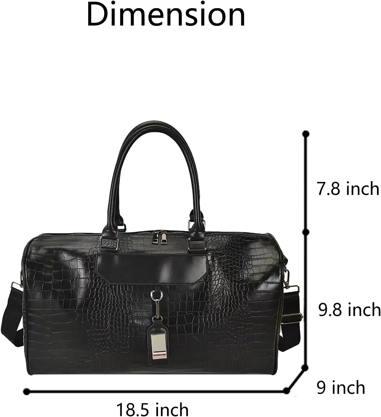 Large capacity Lightweight Weekender Bag Travel Duffel Bag for Women Men Overnight with Toiletry Bag Traveling Handbag for Gym Holiday (Black alligator)