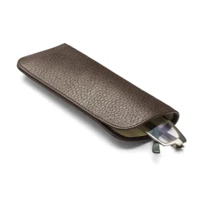 Large Leather Glasses Case - Brown Pebble Grain