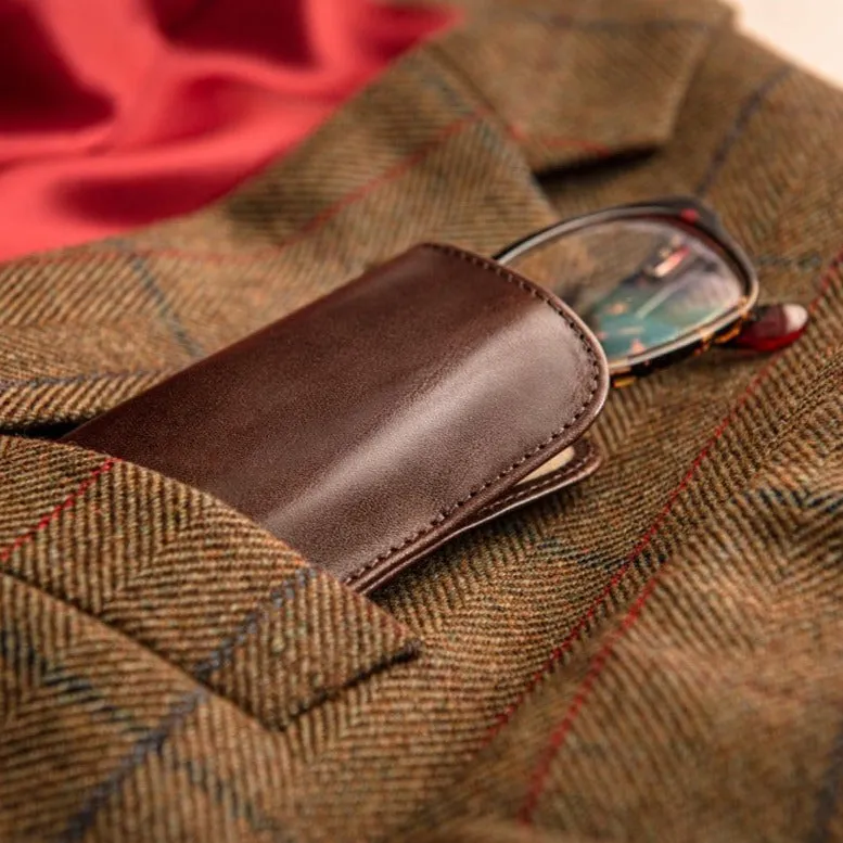 Large Leather Glasses Case - Brown