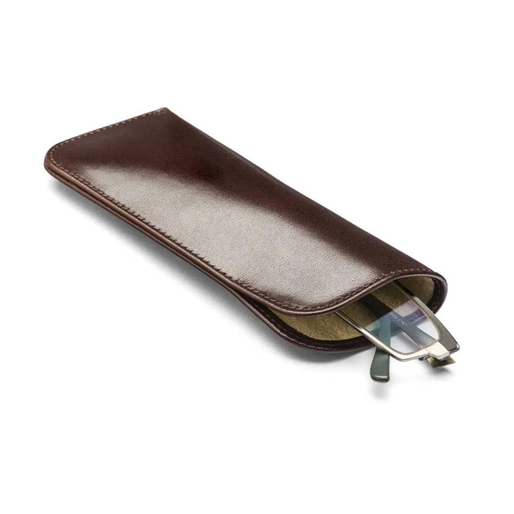 Large Leather Glasses Case - Brown