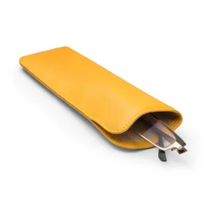 Large Leather Glasses Case - Soft Yellow